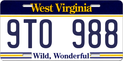 WV license plate 9TO988