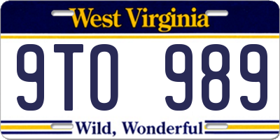 WV license plate 9TO989