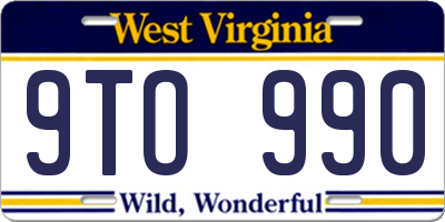 WV license plate 9TO990