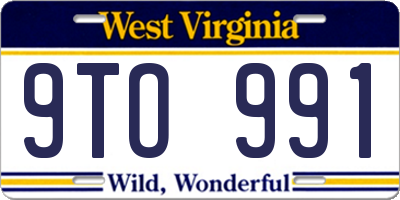 WV license plate 9TO991