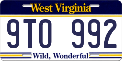 WV license plate 9TO992