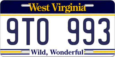 WV license plate 9TO993