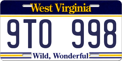 WV license plate 9TO998