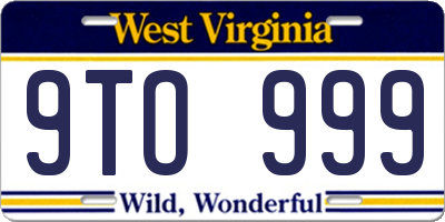 WV license plate 9TO999