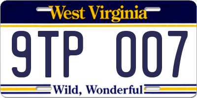WV license plate 9TP007
