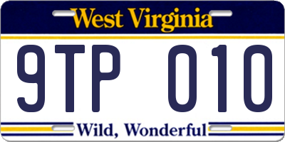 WV license plate 9TP010