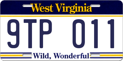 WV license plate 9TP011