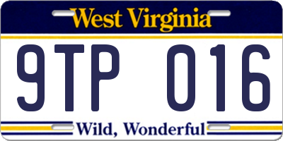 WV license plate 9TP016