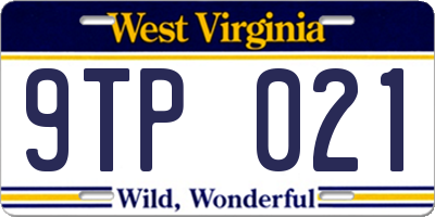WV license plate 9TP021