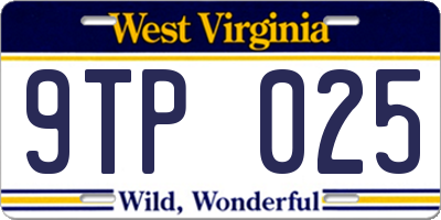 WV license plate 9TP025