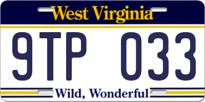WV license plate 9TP033