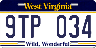 WV license plate 9TP034