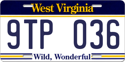 WV license plate 9TP036