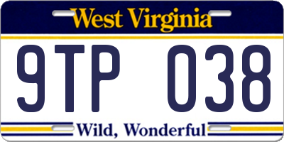 WV license plate 9TP038