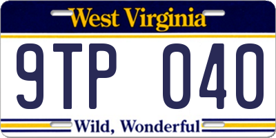 WV license plate 9TP040