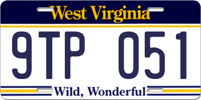 WV license plate 9TP051