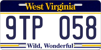 WV license plate 9TP058