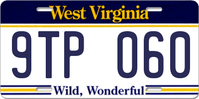 WV license plate 9TP060