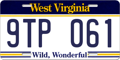 WV license plate 9TP061