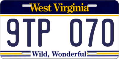 WV license plate 9TP070