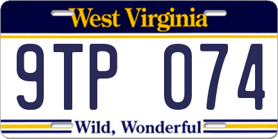 WV license plate 9TP074