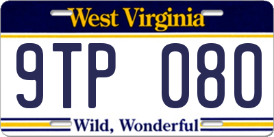 WV license plate 9TP080