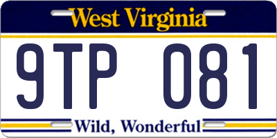 WV license plate 9TP081