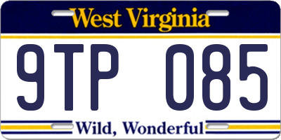 WV license plate 9TP085