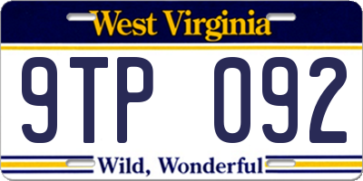 WV license plate 9TP092
