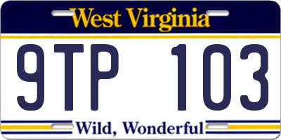 WV license plate 9TP103