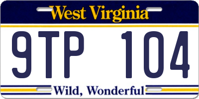 WV license plate 9TP104