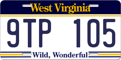 WV license plate 9TP105