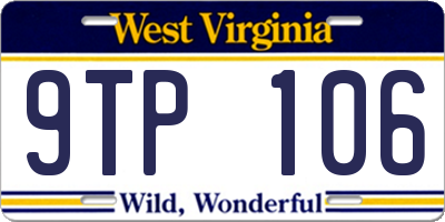 WV license plate 9TP106