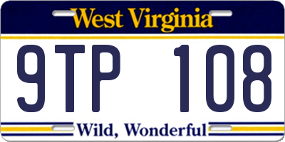 WV license plate 9TP108