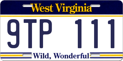 WV license plate 9TP111