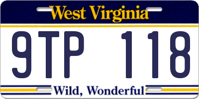 WV license plate 9TP118
