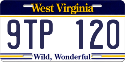 WV license plate 9TP120