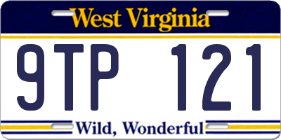 WV license plate 9TP121
