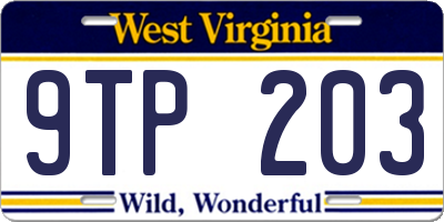 WV license plate 9TP203