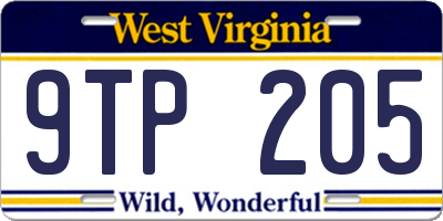 WV license plate 9TP205
