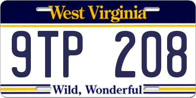 WV license plate 9TP208