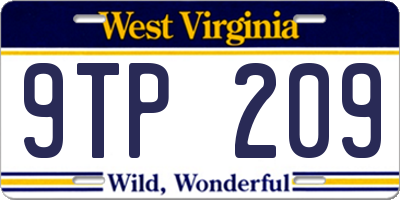 WV license plate 9TP209