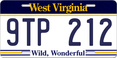WV license plate 9TP212