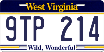 WV license plate 9TP214