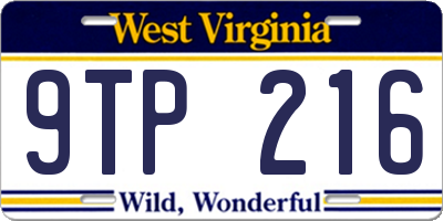 WV license plate 9TP216