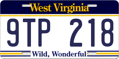 WV license plate 9TP218