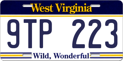 WV license plate 9TP223