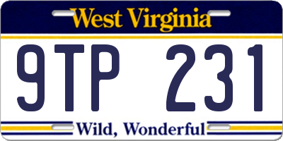 WV license plate 9TP231