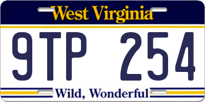 WV license plate 9TP254