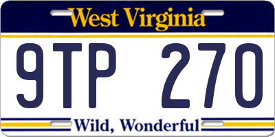 WV license plate 9TP270